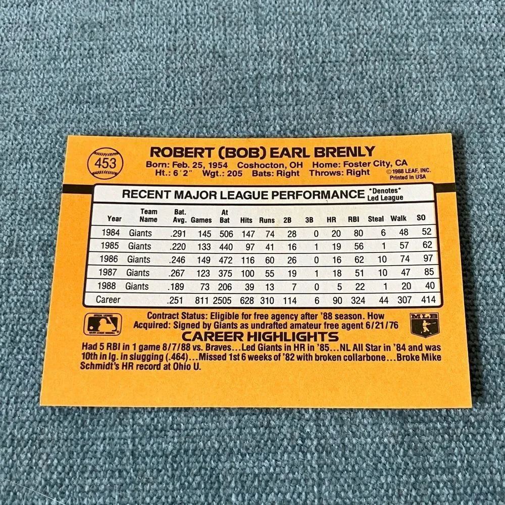 1989 Donruss San Francisco Giants Baseball Card Trading Card